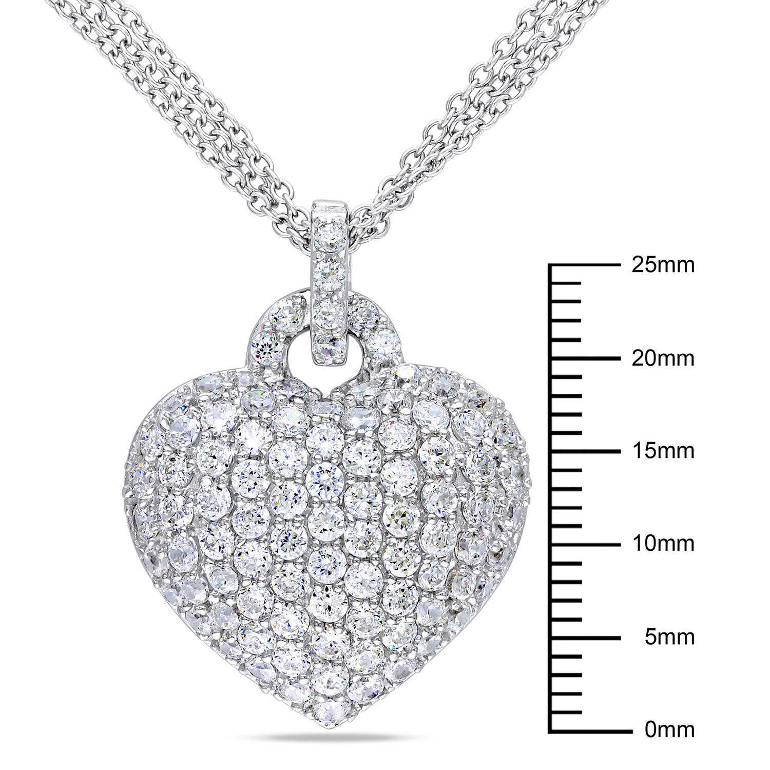 Lexzington - Home of Prestigious Finds - Created White Sapphire Heart Pendant in Sterling Silver