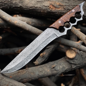 Lexzington - Home of Prestigious Finds - Handmade Damascus Steel Knuckle Knife Dark Brown Handle